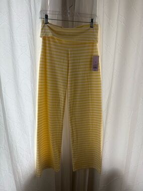 Yellow Stripe Fold-Over Waist Kids Pants